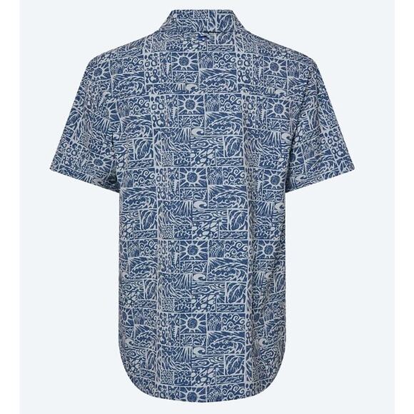 Costa Camp Tech Button Shirt XXL Tiki Print Navy Performance Moisture Wicking - Picture 10 of 10